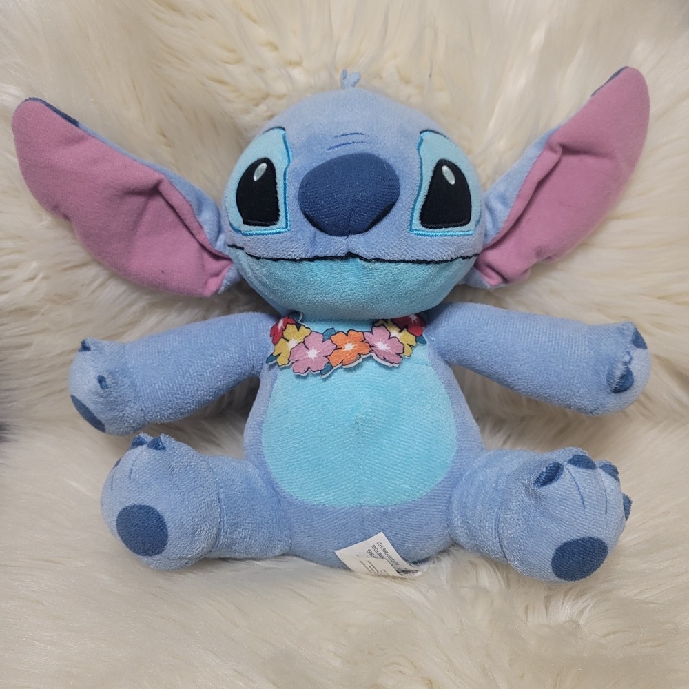 Disney Stitch Plush 8"Stuffed Animal Aloha Lei Flower Necklace Just Play Alien